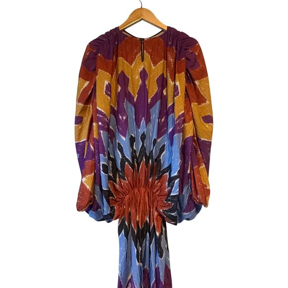 Stella Jean Pleated Tie Dye Blouson Midi Dress Size 46 or US Size 10 - Picture 9 of 11